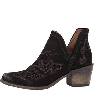 NEW CIRCLE G women's leather slip on bootie in black